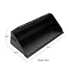 Heavy-Duty 72" Skid Steer Snow/Mulch Bucket Attachment, Bolt-On Cut Edge, Universal Quick Mount