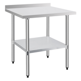 30" x 30" 18-Gauge Stainless Steel Commercial Work Table with 4" Backsplash and Undershelf
