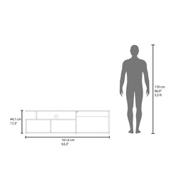 Selma Floating 63" Wide Tv Stand with Two Cabinets, Six Shelves, Cable Management , Entertainment Center for Living Room , Wall Shelf Cabinet Natural Oak - White