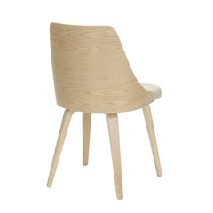 Anabelle Mid-Century Modern Dining/Accent Chair in Natural Wood and Cream Fabric by LumiSource - Set of 2