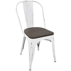 Oregon Industrial-Farmhouse Stackable Dining Chair in Vintage White and Espresso by LumiSource - Set of 2
