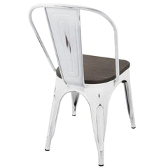 Oregon Industrial-Farmhouse Stackable Dining Chair in Vintage White and Espresso by LumiSource - Set of 2