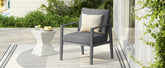 Gray Aluminum Lounge Chair with Sleek Rope Accents and Comfortable Cushions, Perfect for Modern Outdoor and Indoor Spaces