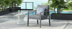 Gray Aluminum Lounge Chair with Sleek Rope Accents and Comfortable Cushions, Perfect for Modern Outdoor and Indoor Spaces