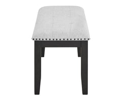1pc Transitional Upholstered Dining Bench Light Gray Upholstery Black Finish Legs Nailhead Tufted Seat Dining Room Bedroom Living Room Furniture