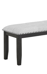 1pc Transitional Upholstered Dining Bench Light Gray Upholstery Black Finish Legs Nailhead Tufted Seat Dining Room Bedroom Living Room Furniture