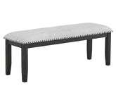 1pc Transitional Upholstered Dining Bench Light Gray Upholstery Black Finish Legs Nailhead Tufted Seat Dining Room Bedroom Living Room Furniture