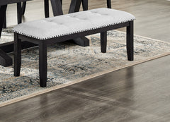 1pc Transitional Upholstered Dining Bench Light Gray Upholstery Black Finish Legs Nailhead Tufted Seat Dining Room Bedroom Living Room Furniture