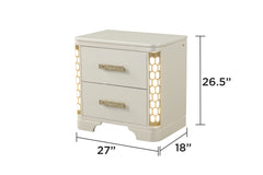 JASMINE Queen 4 Pc Unique LED Vanity Bedroom Set made with Wood in Beige(NJ INVENTORY)