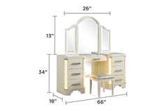 JASMINE Vanity Set with side LED lightning made with Wood in Beige(NJ INVENTORY)