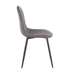 Pebble Contemporary Chair in Black Steel and Charcoal Fabric by LumiSource - Set of 2