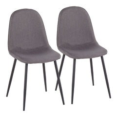Pebble Contemporary Chair in Black Steel and Charcoal Fabric by LumiSource - Set of 2