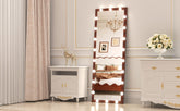 Hollywood Full Length Mirror with Lights Full Body Vanity Mirror with 3 Color Modes Wall Lighted Standing Floor Mirror for Dressing Room Bedroom Hotel Touch Control walnut 62.6"x23.3"