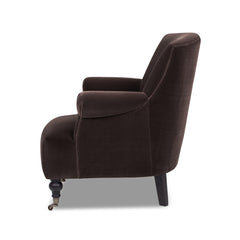 Eloise 30" Pleated Sock Arm Accent Armchair Deep Brown Performance Velvet