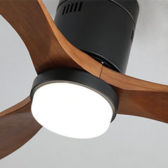 52 Inch Ceiling Fan With Lights 3 Solid Wood Fan Blade Noiseless Reversible Motor Smart Remote Control