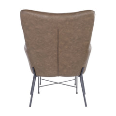 Izzy Industrial Lounge Chair and Ottoman Set in Black Metal and Espresso Faux Leather by LumiSource