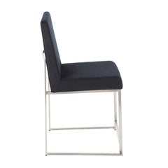High Back Fuji Contemporary Dining Chair in Stainless Steel and Black Velvet by LumiSource - Set of 2
