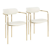 Demi Contemporary Chair in Gold Metal and Cream Velvet by LumiSource - Set of 2