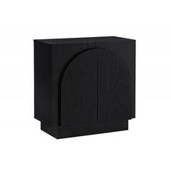 Mid-Century Modern Black Sideboard Buffet, Living Room Wood Storage Cabinet with Arched Cabinet Doors, Black Credenza Cabinet for Kitchen or Living Room, Black