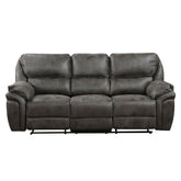 Plush Modern Living Room Sofa Set 3pc Reclining Sofa Loveseat Rocker Reclining Chair Gray Microfiber Upholstery Solid Wood Frame Furniture