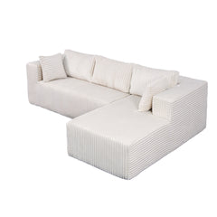 105" L-Shaped Modular Compression Sofa, Plush Upholstery, All-Foam Structure (No Springs), Vacuum-Packed, Space-Saving for Living Room, Bedroom, Apartment (Left Chaise)