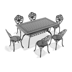 7-Piece Set Of All-Weather Cast Aluminum Dining Furniture Set With Black Frame