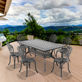 7-Piece Set Of All-Weather Cast Aluminum Dining Furniture Set With Black Frame