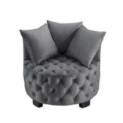 Contemporary Upholstered Tufted Leisure Chair Accent Chair,Dark Gray