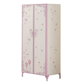 Priya II White & Light Synthetic Leather Purple Finish Wardrobe