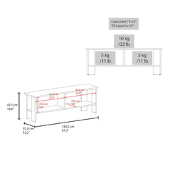 Navia 47" Wide Tv Stand with Two Shelves, for Living room, Bedroom, Entertainment Dark Walnut