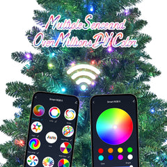 6ft Green Christmas Tree with 300 WiFi-Controlled RGB LED Lights, 751 PVC Tips, 38 Light Functions, Music Sync, Hinged Structure & Metal Stand – Smart App-Controlled Holiday Tree