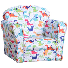 Qaba Kid's Sofa Chair with Dinosaur Design and Thick Padding, Flannel-Covered Toddler Armchair for Bedroom, Playroom