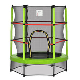 Outsunny Φ5FT Kids Trampoline with Enclosure Net, Springless Design, Safety Pad and Steel Frame for Indoor Outdoor, Toddler Round Bouncer for Age 3 to 6 Years Green