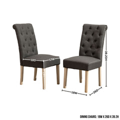 Banff 5-piece Dining Set, Cross-Buck Round Table with 4 Tufted Chairs, Charcoal