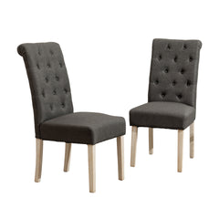 Banff 5-piece Dining Set, Cross-Buck Round Table with 4 Tufted Chairs, Charcoal