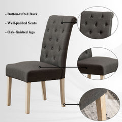 Banff 5-piece Dining Set, Cross-Buck Round Table with 4 Tufted Chairs, Charcoal