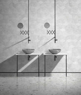 Carrara Gray natural marble bathroom vessel sink, semi-polished surface, natural stone, genuine marble, real marble, ⌀15.7XH5.9 inches/ ⌀400XH150 mm