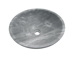 Carrara Gray natural marble bathroom vessel sink, semi-polished surface, natural stone, genuine marble, real marble, ⌀15.7XH5.9 inches/ ⌀400XH150 mm