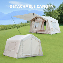 8 m ² Inflatable Tents for Camping with canopy, Blow Up Tent with Hand Pump, Easy Setup InflatableTent 4 Season Tent, Waterproof Oxford Air Glamping Tents for Camping Adult 4/6/8 Person