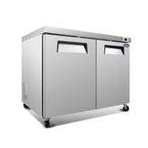 Orikool 48 IN Commercial Refrigerators, Undercounter Refrigerators 14.1 Cu.Ft with Smooth Casters, 2 Doors, ETL Listed for Restaurants, Cafes, Bars And Pizzerias