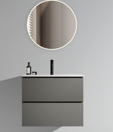 TIA 24" Wall Mounted Space grey Bathroom Vanity with Ceramic Sink with one faucet hole, Large Storage Floating Bathroom Vanity for Modern Bathroom, Pre-assembled