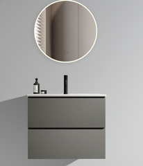 TIA 24" Wall Mounted Space grey Bathroom Vanity with Ceramic Sink with one faucet hole, Large Storage Floating Bathroom Vanity for Modern Bathroom, Pre-assembled