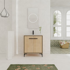 30 Inch Bathroom Vanity Base with basin, Storage Cabinet with Doors, Engineered Wood