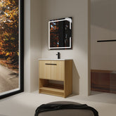 30" Bathroom Vanity with Ceramic Sink, 2 Soft Closing Doors, Freestanding Bathroom Cabinet Vanity, Plywood