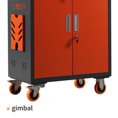Industrial PC Cabinet Metal Computer Cabinet Industrial Mobile Security LCD Computer Cabinet Enclosure, gray orange, suitable for up to 27-inch monitors