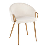 Claire Contemporary/Glam Chair in Gold Metal and Cream Velvet by LumiSource - Set of 2