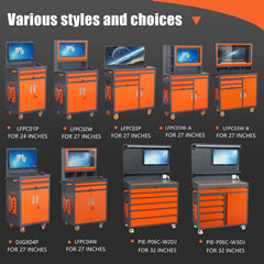 Extra large mobile computer cabinet suitable for up to 32-inch monitors