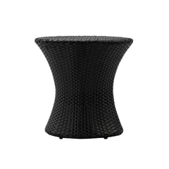 KONO Hourglass Rattan Table with No Glass Top, Black