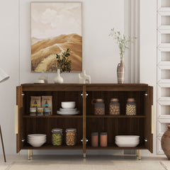 Wood Modern Buffet Cabinet with Storage, Fluted Sideboard Large Buffet with Adjustable Shelves, Credenza, Accent Cabinet Console Table
