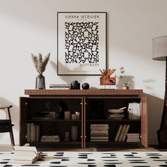 Sideboard Buffet Cabinet,Modern Accent Storage Sideboard, Luxurious Floor Cabinet Buffet with Freestanding Anti Dumping for Kitchen, Living Room, Entryway, Hallway,58.3" Wide 4-Door Sideboard(Brown)